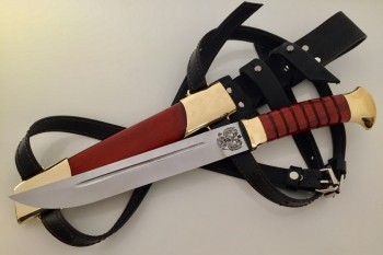 Нож казачий "Пластунский" Bohler k100.Рукоять дерево Падук.